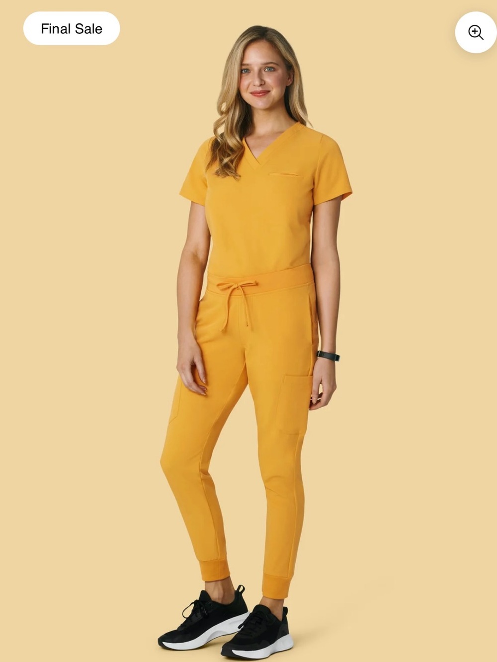 Mandala Honey Women's V-Neck Short Sleeve Top in Yellow and pants set - Picture 3 of 4